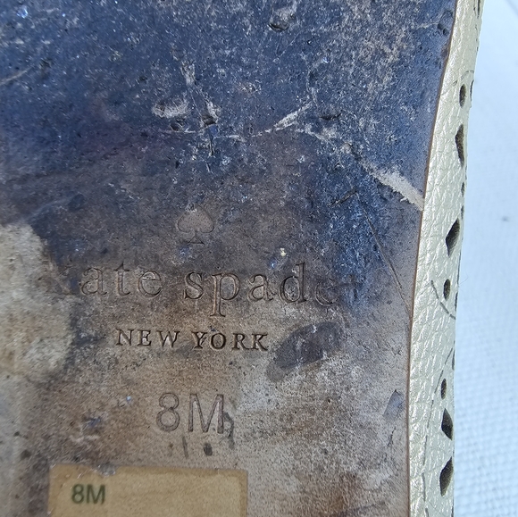 Kate Spade Walsy laser cut Gold leather ballerina flats, sz 8 Perfect - Picture 6 of 15